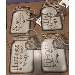 Young's Inc. Set‎ of 4 Mason Jar Style Design Tin Metal Wall Hanging Live Prayer